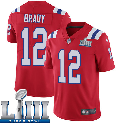 Men New England Patriots #12 Brady red Nike Vapor Untouchable Limited 2019 Super Bowl LIII NFL Jerseys->new england patriots->NFL Jersey